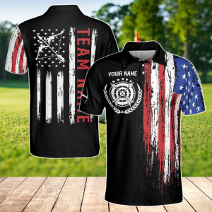Personalized Custom Name Team Name Vintage American Flag Archery Men's Polo Shirt