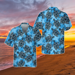 Ocean Turtle Hawaiian Shirt Shirt For Men Women, Travel Aloha Tee, Blue Button Shirt, Cool Gift For Ocean Lover