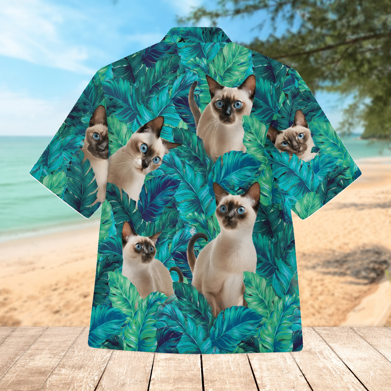 Siamese Cat Hawaiian Shirt - Blue Eyes Tropical Jungle Shirt for Cat Lovers - Image 3