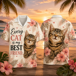 Every Cat Is My Best Friend Hawaiian Shirt – Cute Cat Lover Tropical Aloha Shirt