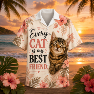 Alternative view of Every Cat Is My Best Friend Hawaiian Shirt – Cute Cat Lover Tropical Aloha Shirt