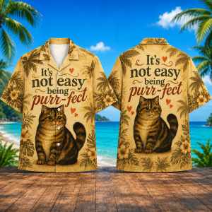 Purr-Fect Cat Hawaiian Shirt – Funny Cat Lover Tropical Aloha Shirt