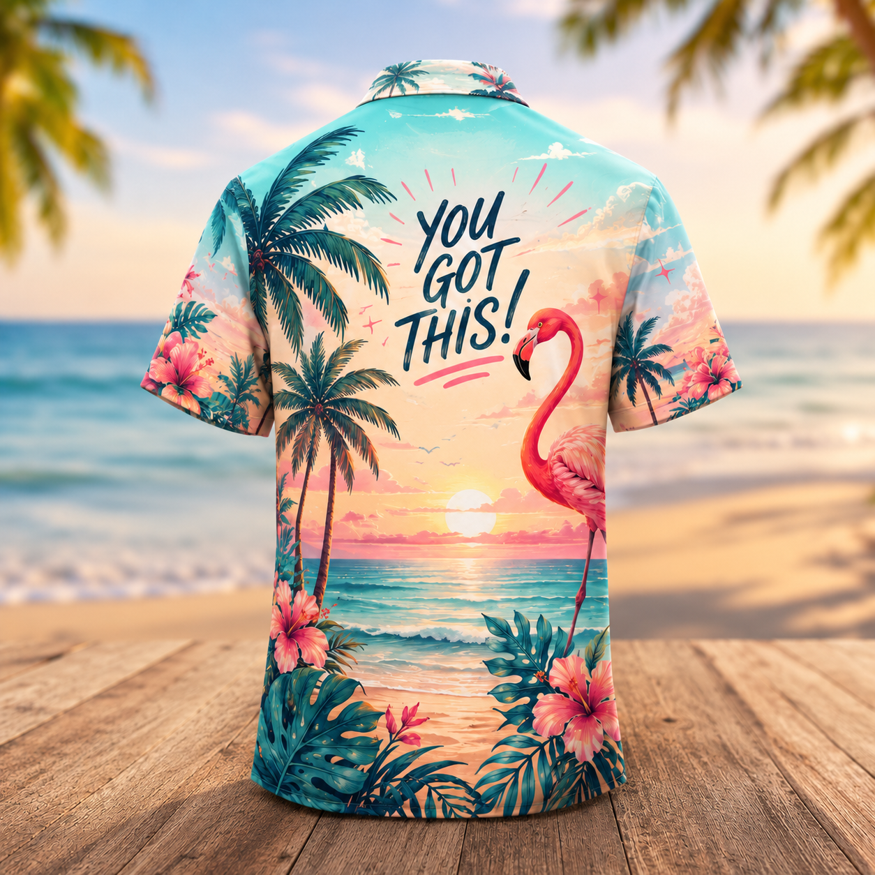 You Got This Flamingo Hawaiian Shirt for Men & Women, Tropical Beach Aloha Shirt - Image 3