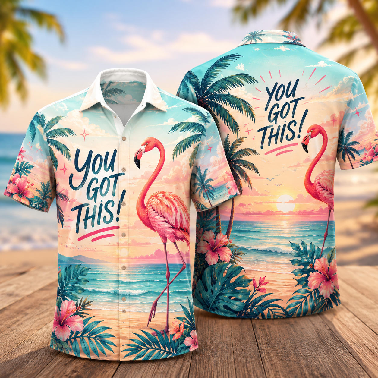 You Got This Flamingo Hawaiian Shirt for Men & Women, Tropical Beach Aloha Shirt
